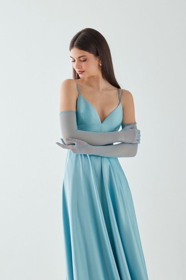 Guanti in tulle baby blue