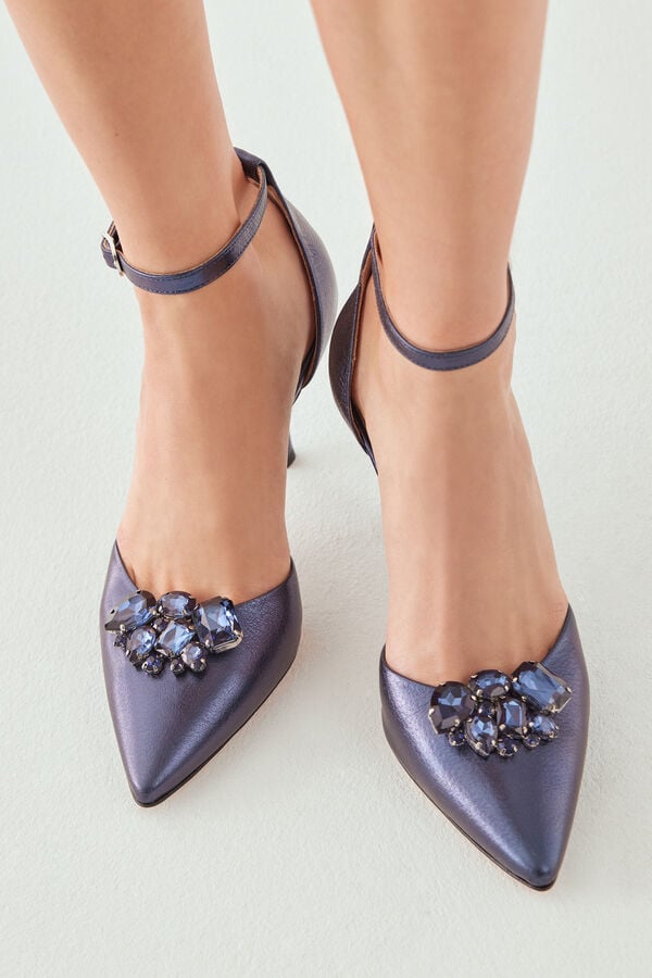 Jewel clip for shoes ocean blue
