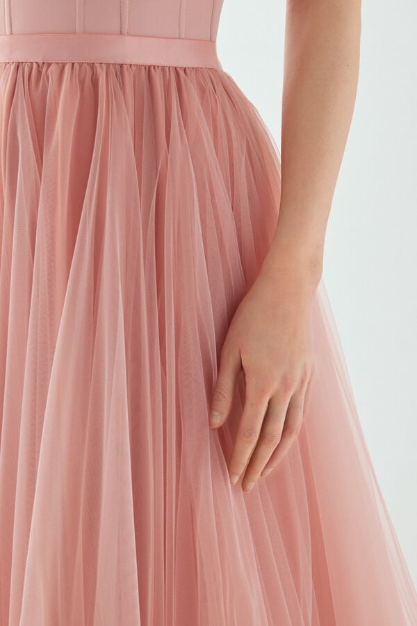 Gonna Midi in tulle mineral pink