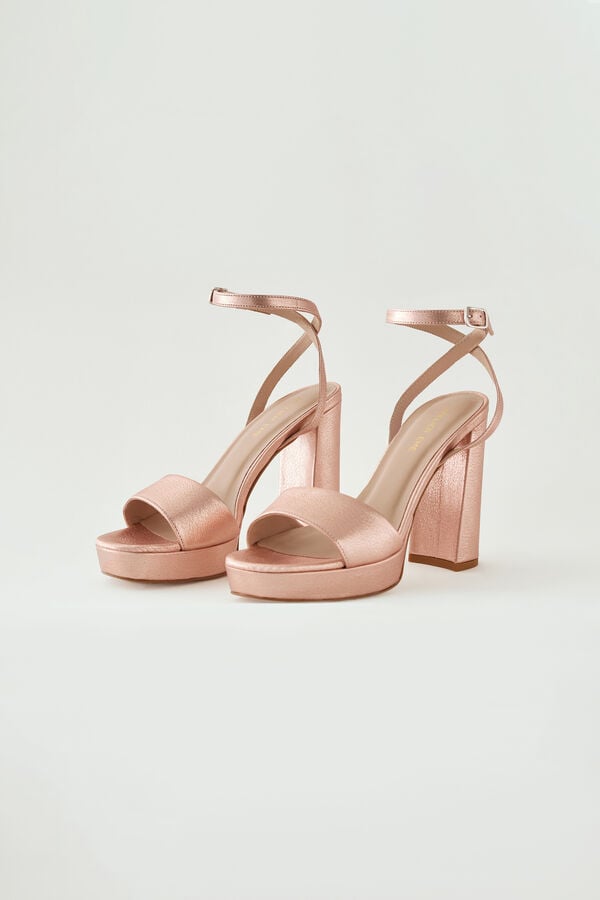 Laminated leather sandal mineral pink