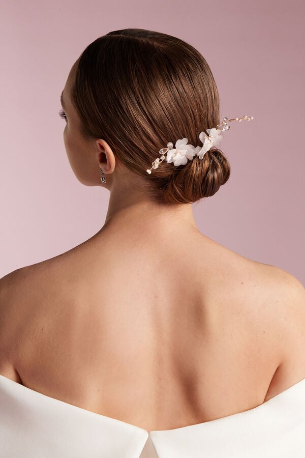 Hairpin with little flowers oro fantasia cristallo