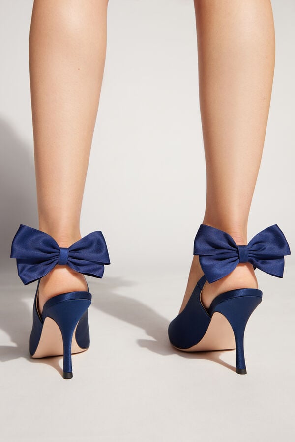 Clip per scarpe con fiocco blu/argento