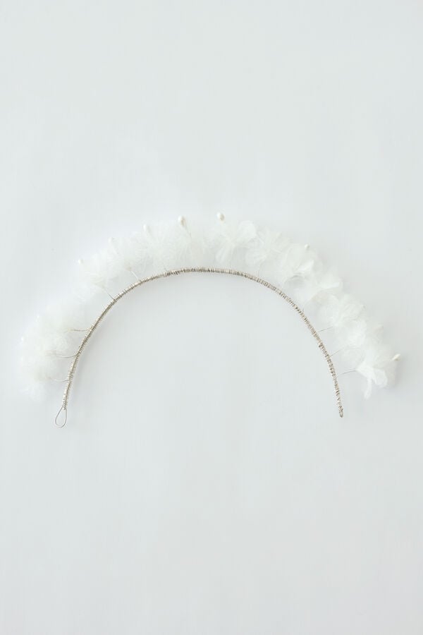 Accessorio per capelli con fiori avorio/argento