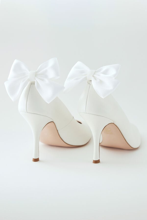 Shoe Clip with Bow avorio/argento
