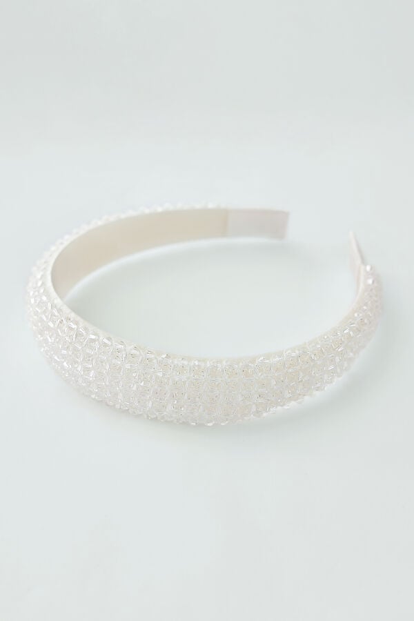 Jewel headband with rhinestones ivory