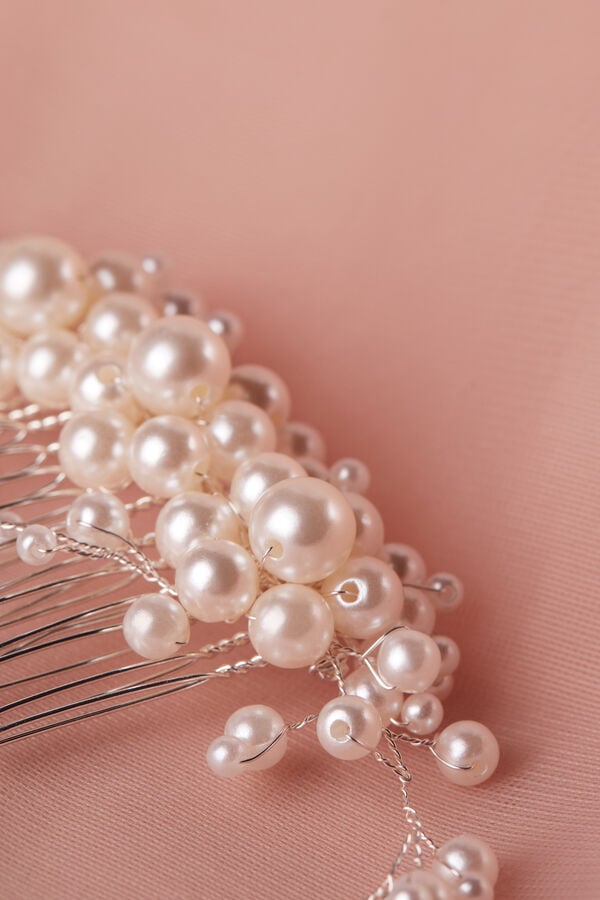 Peigne avec des perles avorio/argento