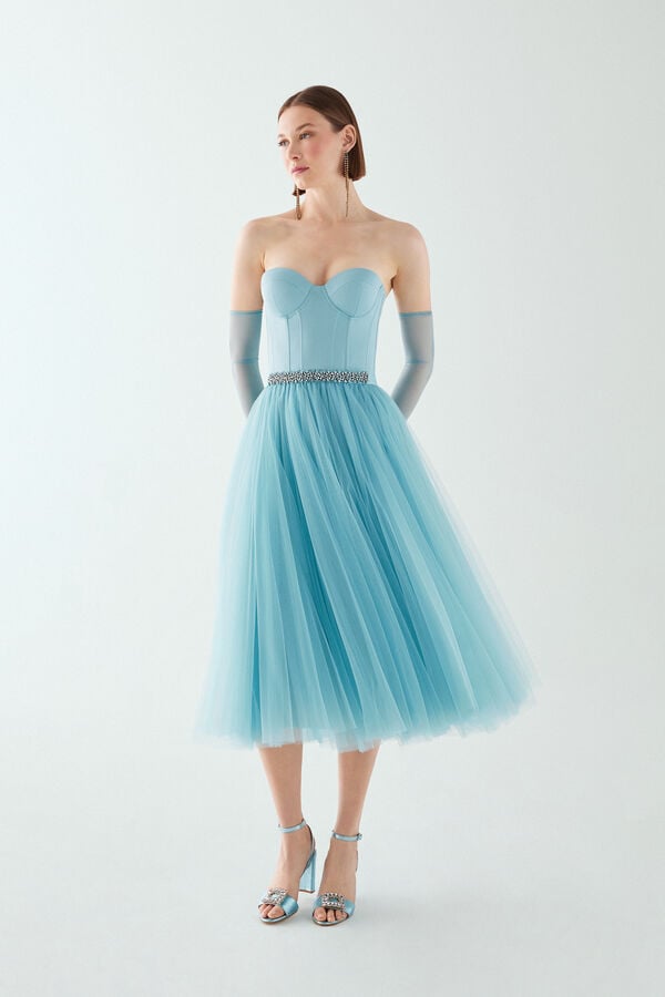 Gonna Midi in tulle baby blue