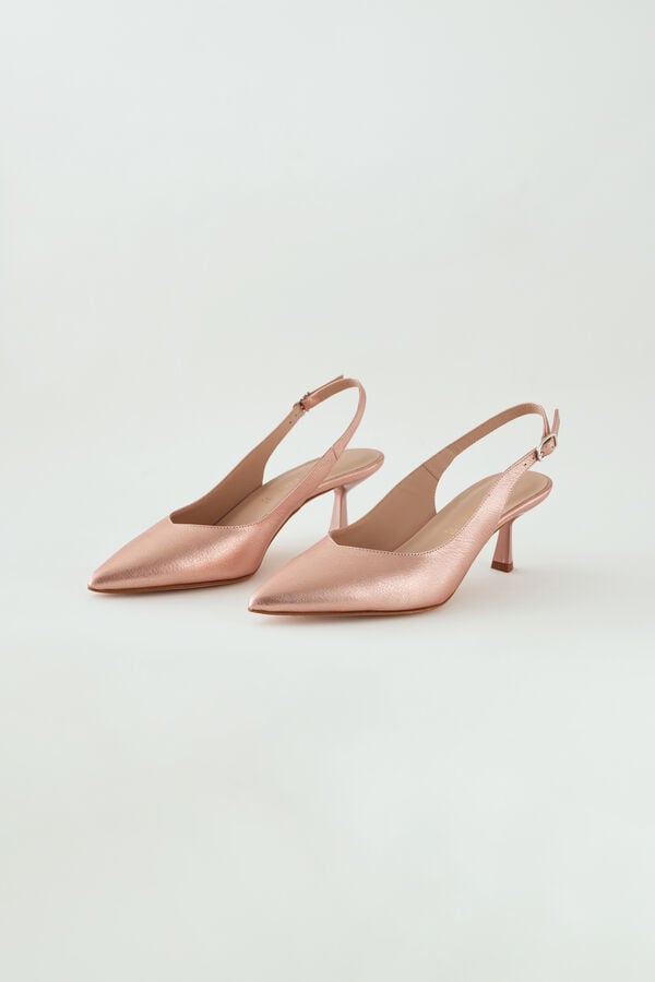 Slingback in laminated leather mineral pink