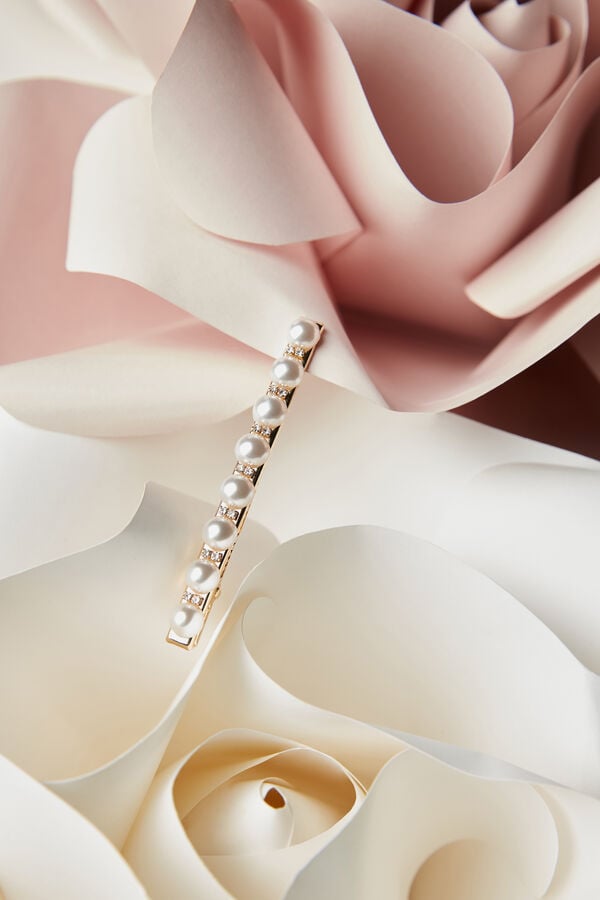 Haarnadel mit Perlenkette avorio/oro