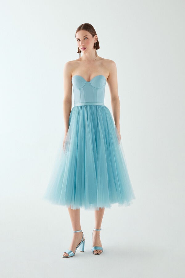 Gonna Midi in tulle baby blue