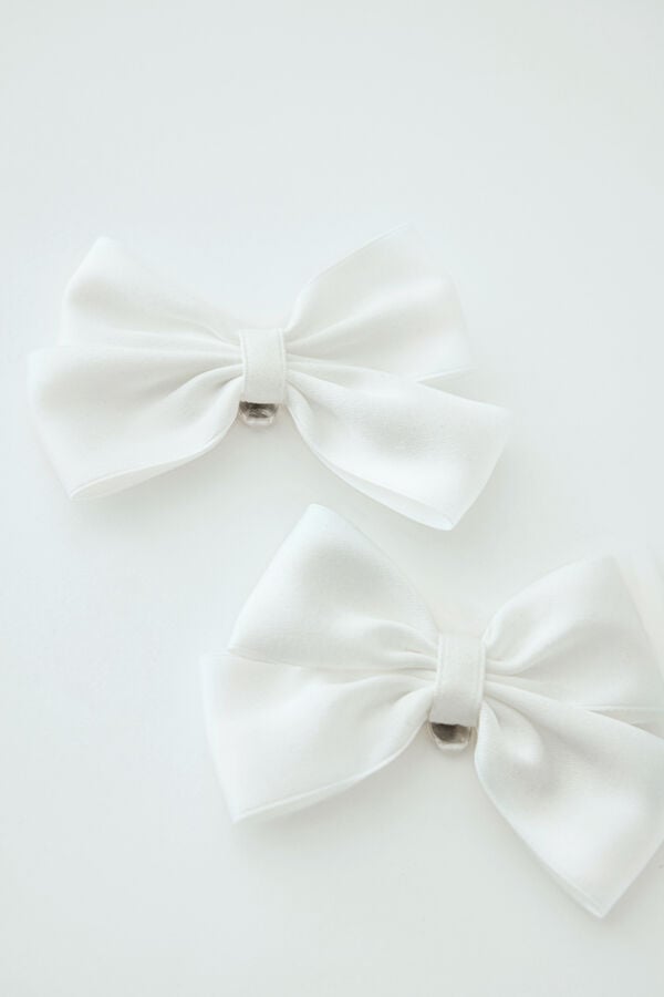Shoe Clip with Bow avorio/argento