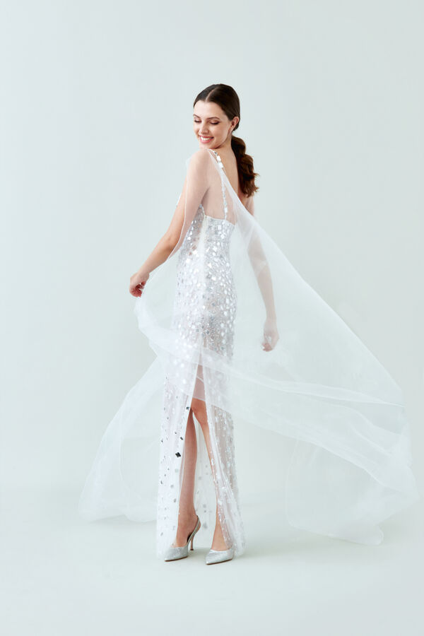 Yvonne bridal gown. avorio chiaro/argento