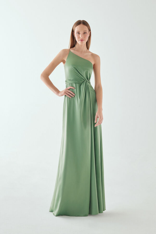 Aruba One-Shoulder Dress sage green