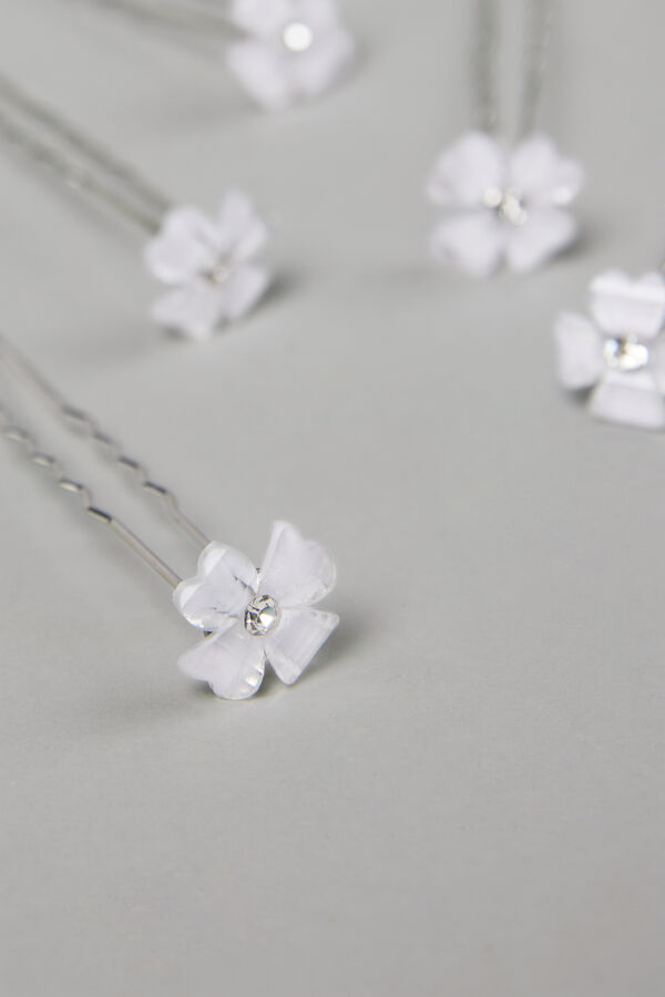 Flower pins avorio/argento
