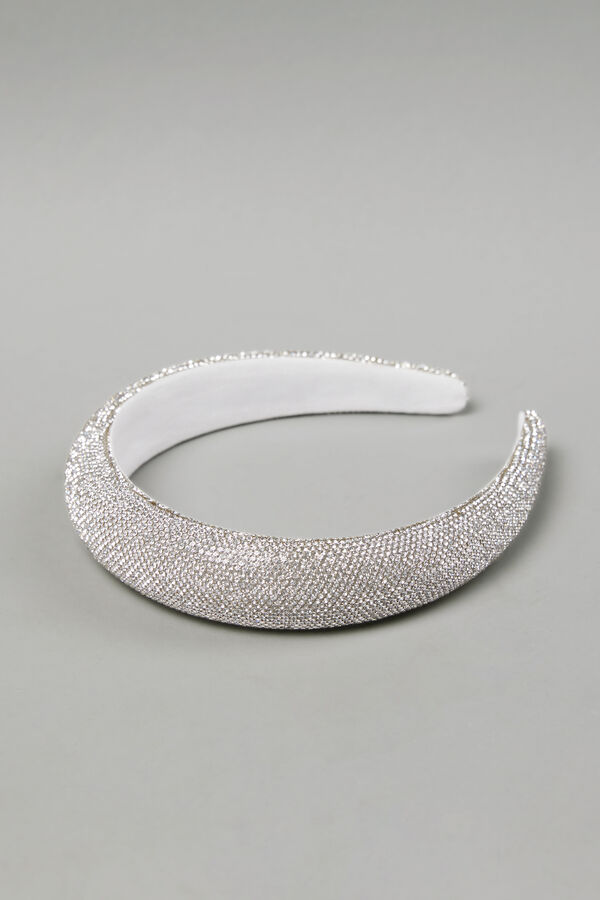 Embroided headband avorio/argento