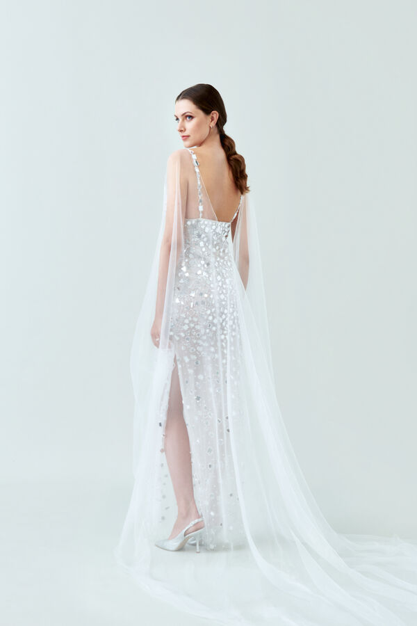 Yvonne bridal gown. avorio chiaro/argento