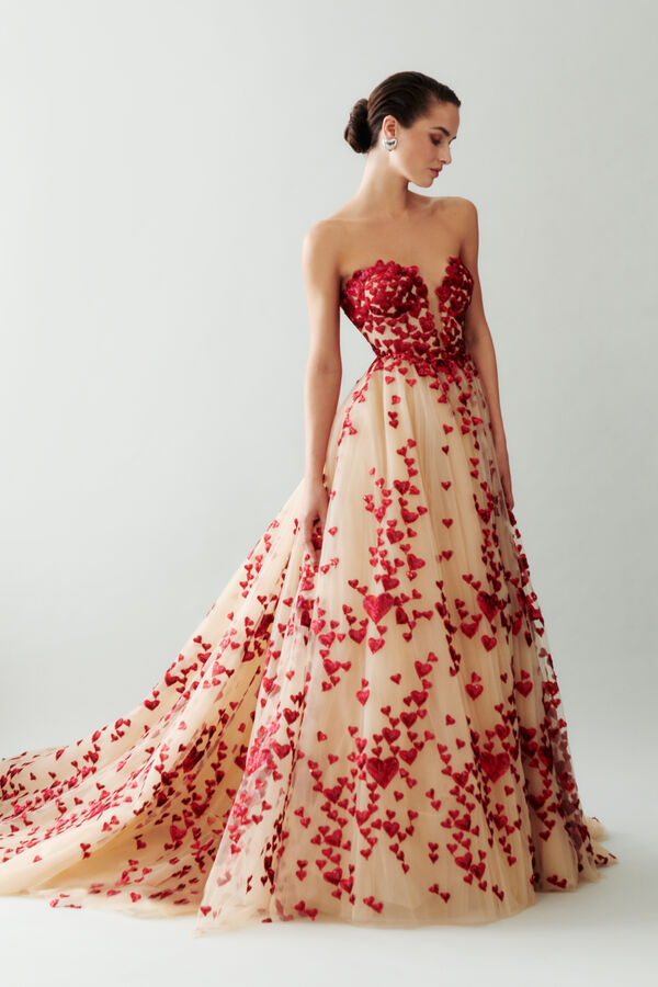 Amore Brautkleid poudre/rosso