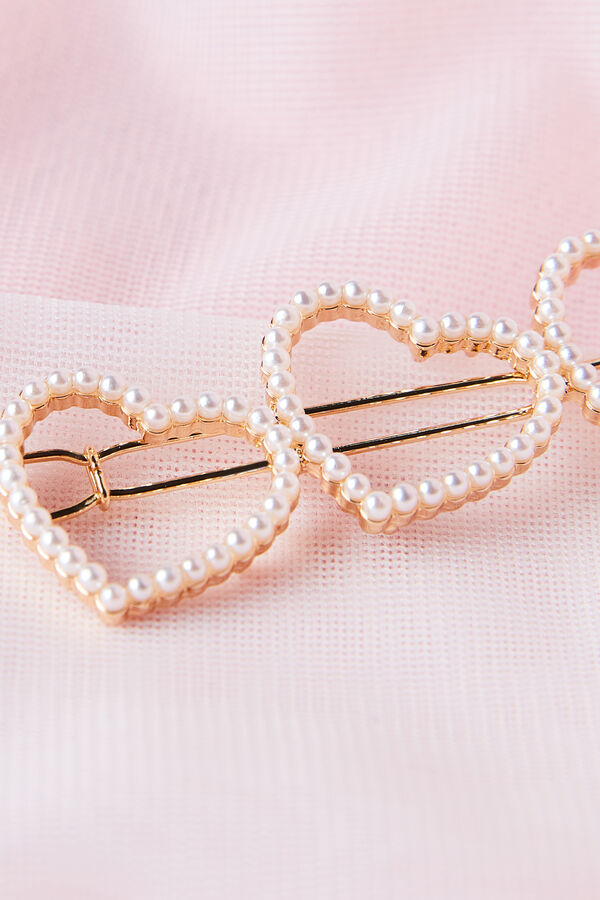 Pearl hearts Pin avorio/oro