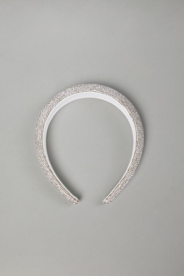 Embroided headband avorio/argento