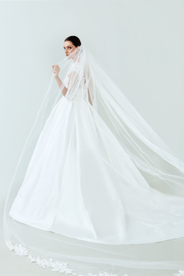 Tulle veil avorio