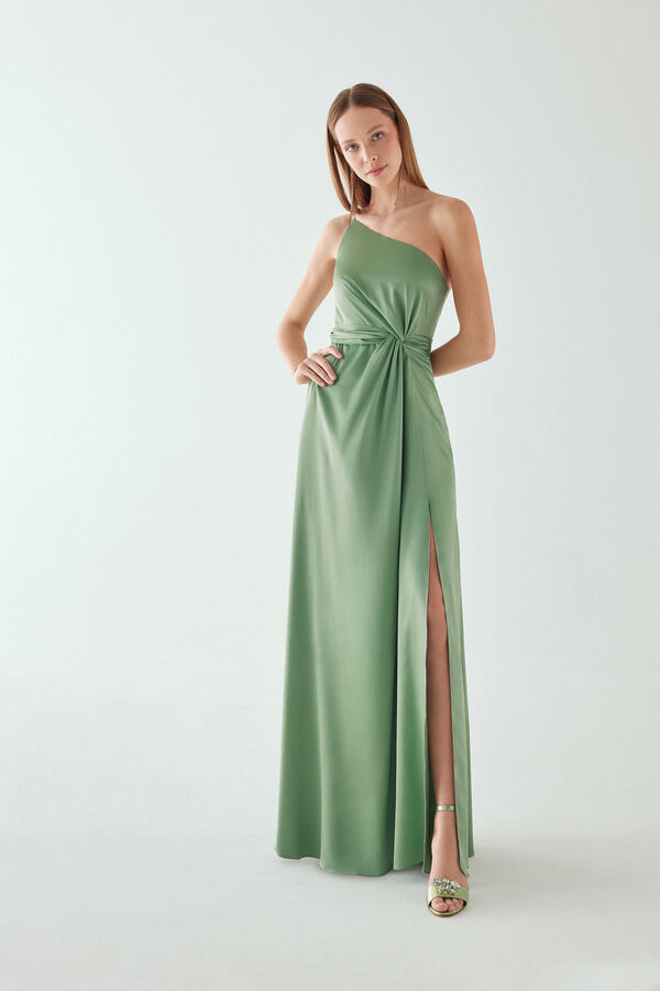 Aruba One-Shoulder Dress sage green